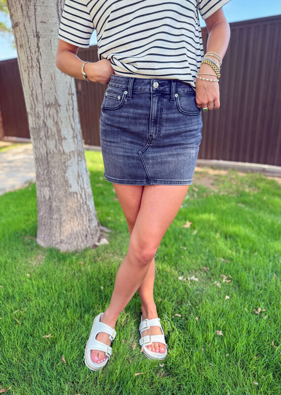 J.HOFFMAN'S Malibu Mid Rise Mini Skirt- Spade
