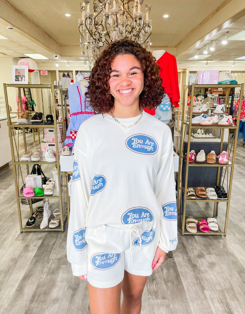 J.HOFFMAN'S You Are Enough Waffle Crewneck