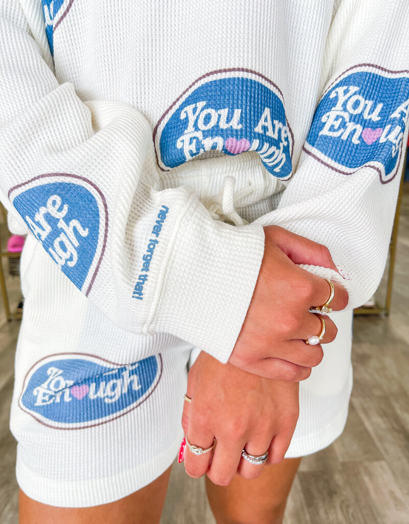 J.HOFFMAN'S You Are Enough Waffle Sweatshorts