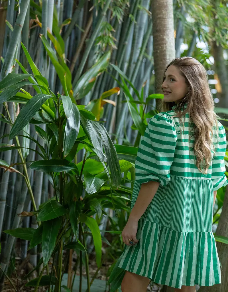 J.HOFFMAN'S Sadie Dress- Mist Green Stripe