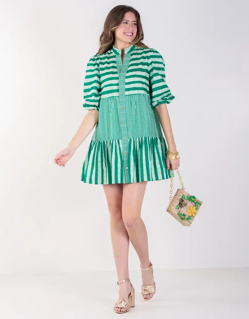 J.HOFFMAN'S Sadie Dress- Mist Green Stripe