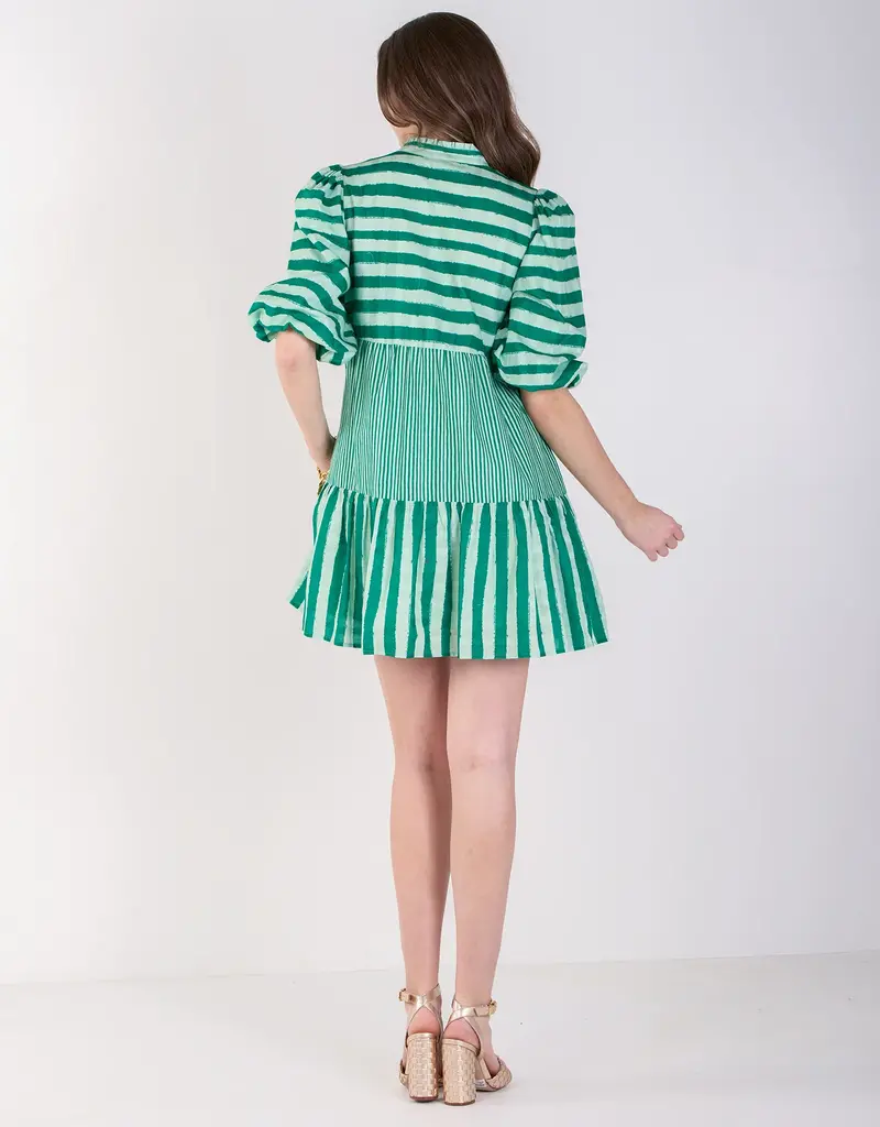 J.HOFFMAN'S Sadie Dress- Mist Green Stripe