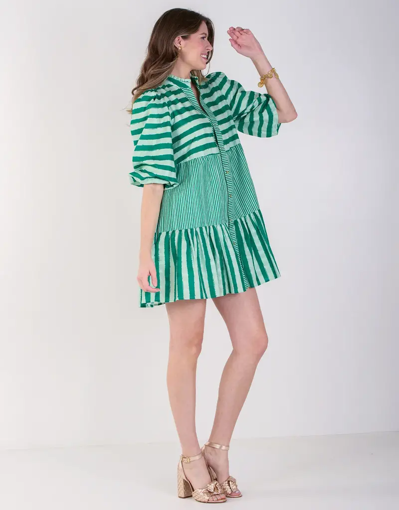 J.HOFFMAN'S Sadie Dress- Mist Green Stripe