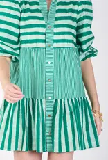 J.HOFFMAN'S Sadie Dress- Mist Green Stripe