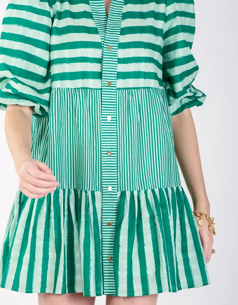 J.HOFFMAN'S Sadie Dress- Mist Green Stripe