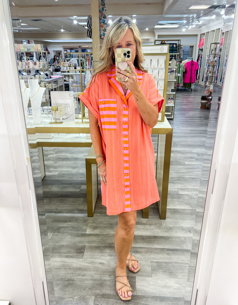 J.HOFFMAN'S Luna Dress- Coral Pink Stripe