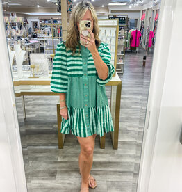 J.HOFFMAN'S Sadie Dress- Mist Green Stripe