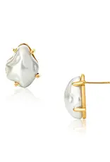 J.HOFFMAN'S Willa Oversized Baroque Pearl Earrings- Gold