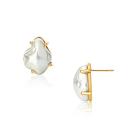 J.HOFFMAN'S Willa Oversized Baroque Pearl Earrings- Gold
