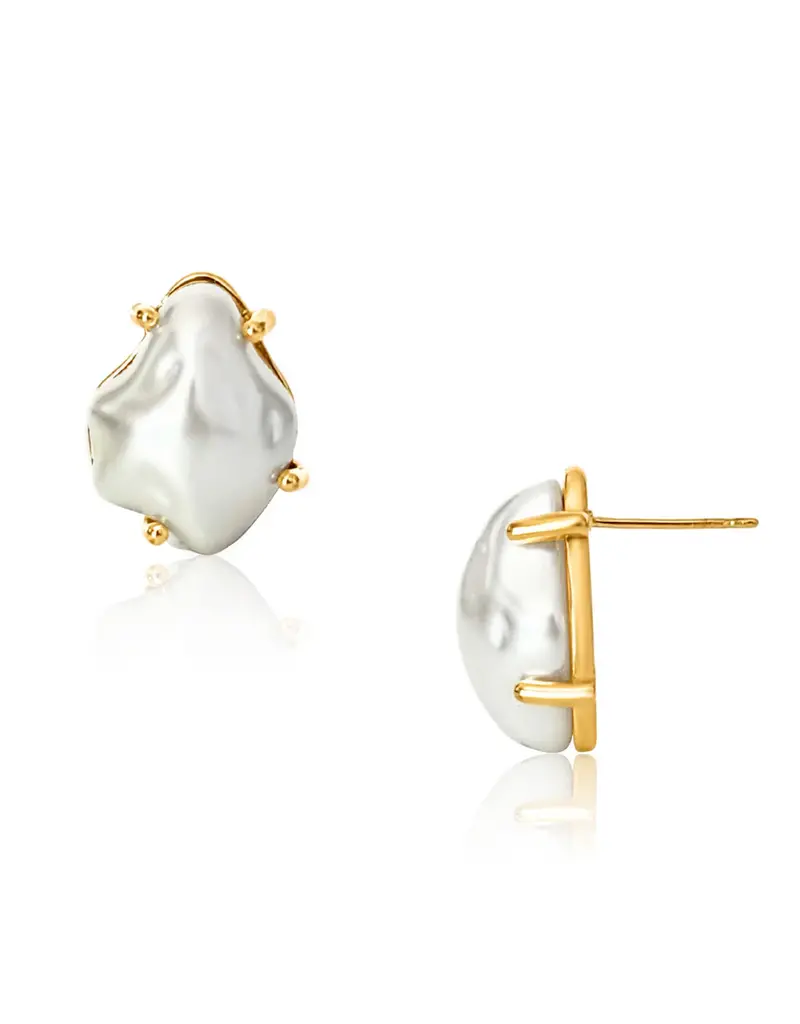 J.HOFFMAN'S Willa Oversized Baroque Pearl Earrings- Gold