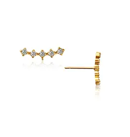 J.HOFFMAN'S Lolita Climber Stud Earrings- Gold