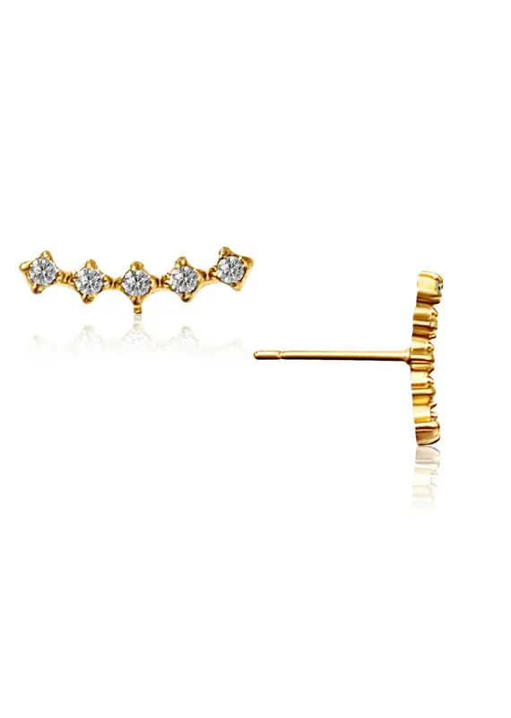 J.HOFFMAN'S Lolita Climber Stud Earrings- Gold