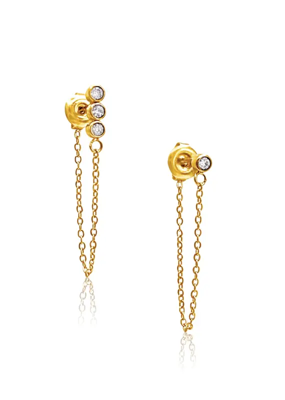 J.HOFFMAN'S Alandra Asym Chain Stud Earrings- Gold