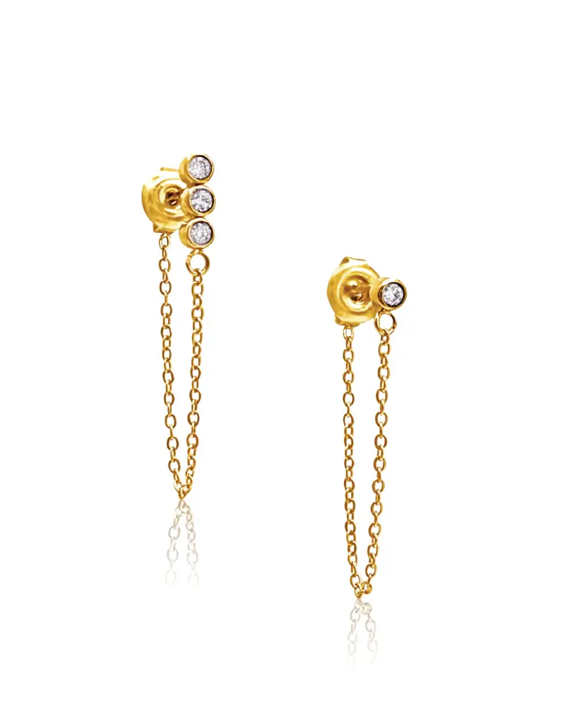 J.HOFFMAN'S Alandra Asym Chain Stud Earrings- Gold