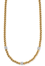 Meridian Petite Beaded Station Necklace in Gold