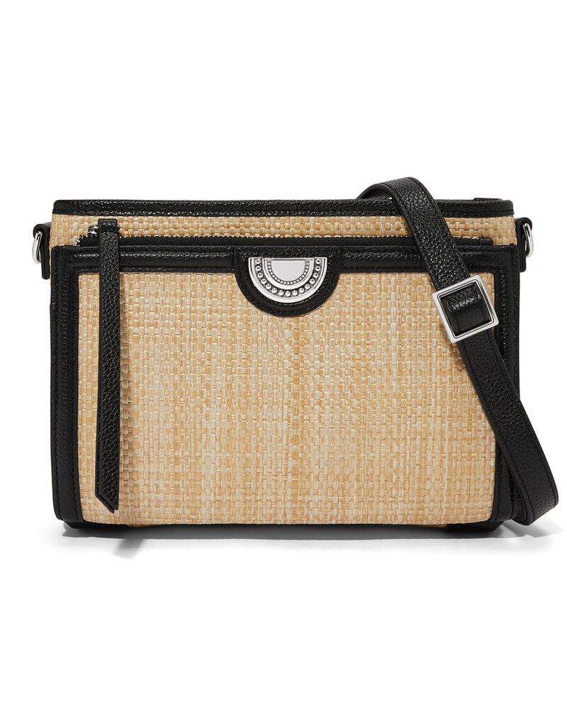 Jordyn Straw Crossbody Organizer in Black