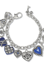 One Heart Link Charm Bracelet in Blue