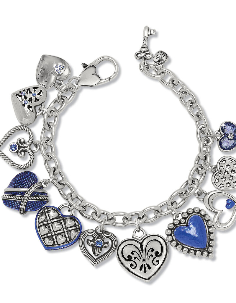 One Heart Link Charm Bracelet in Blue