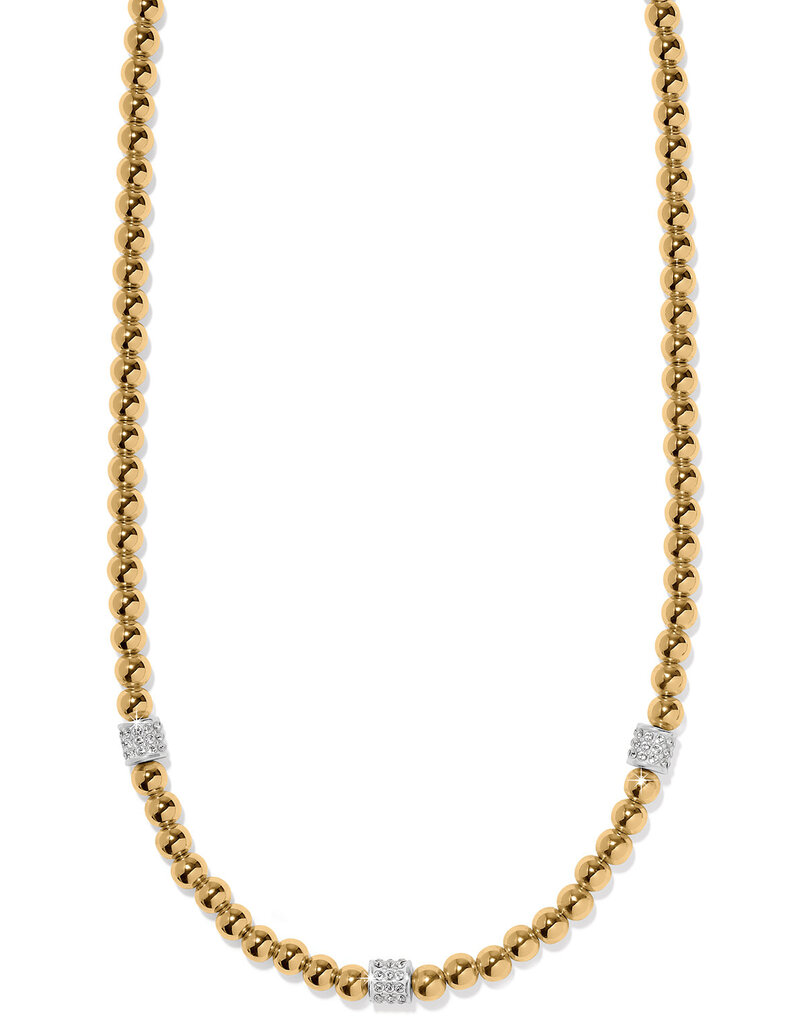 Meridian Petite Beaded Station Necklace in Gold