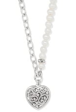 Contempo Heart Pearl Charm Necklace