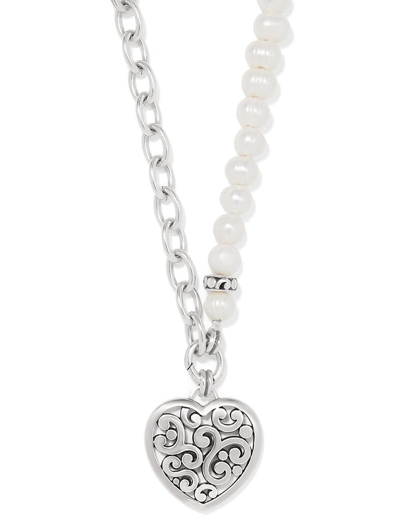 Contempo Heart Pearl Charm Necklace