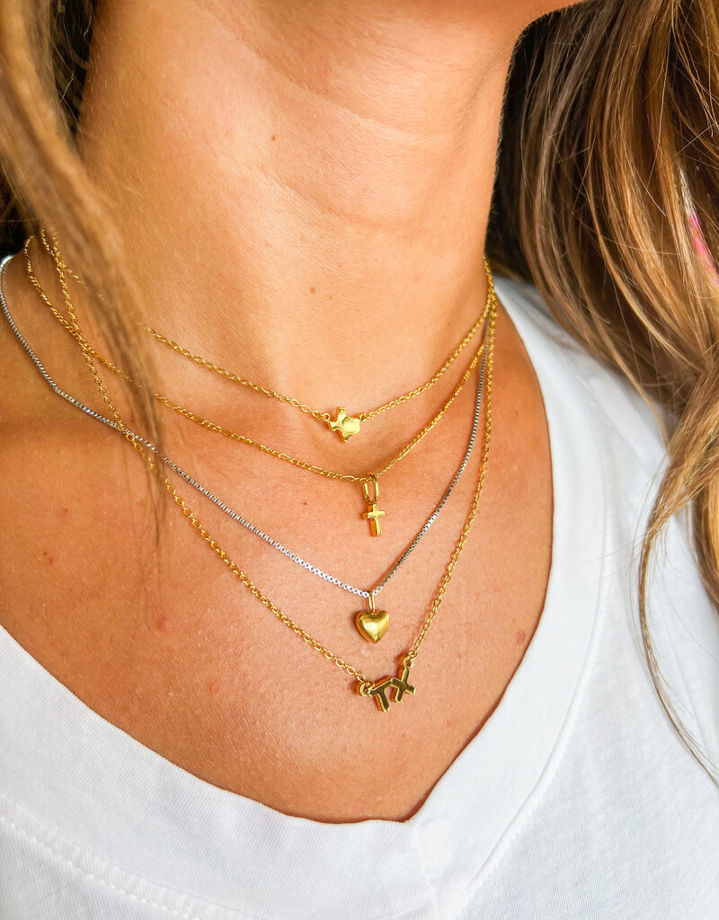 J.HOFFMAN'S *From Texas, For Texas* Dainty Cross Pendant Necklace- 24k Gold