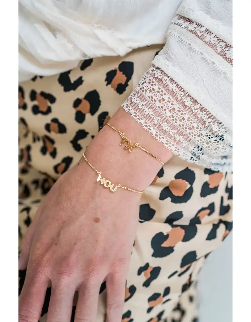 J.HOFFMAN'S *From Texas, For Texas* TX Initial Bracelet- 24k gold