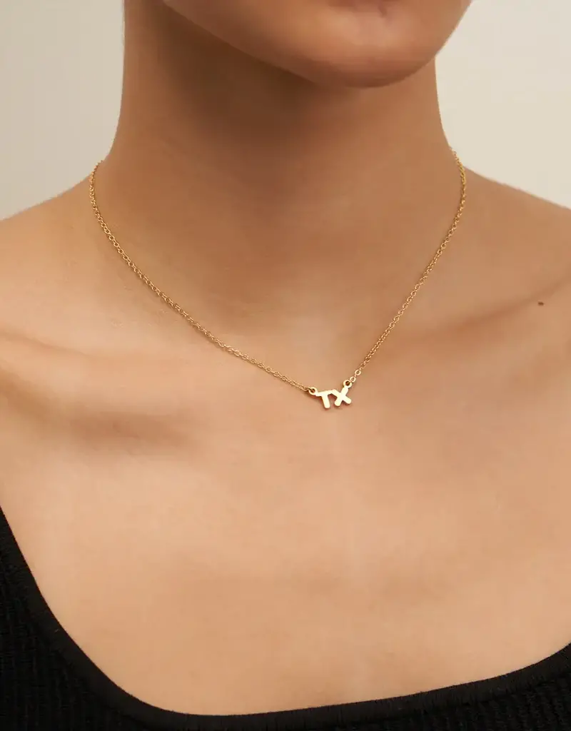 J.HOFFMAN'S *From Texas, For Texas* TX Initial Necklace- 24k gold