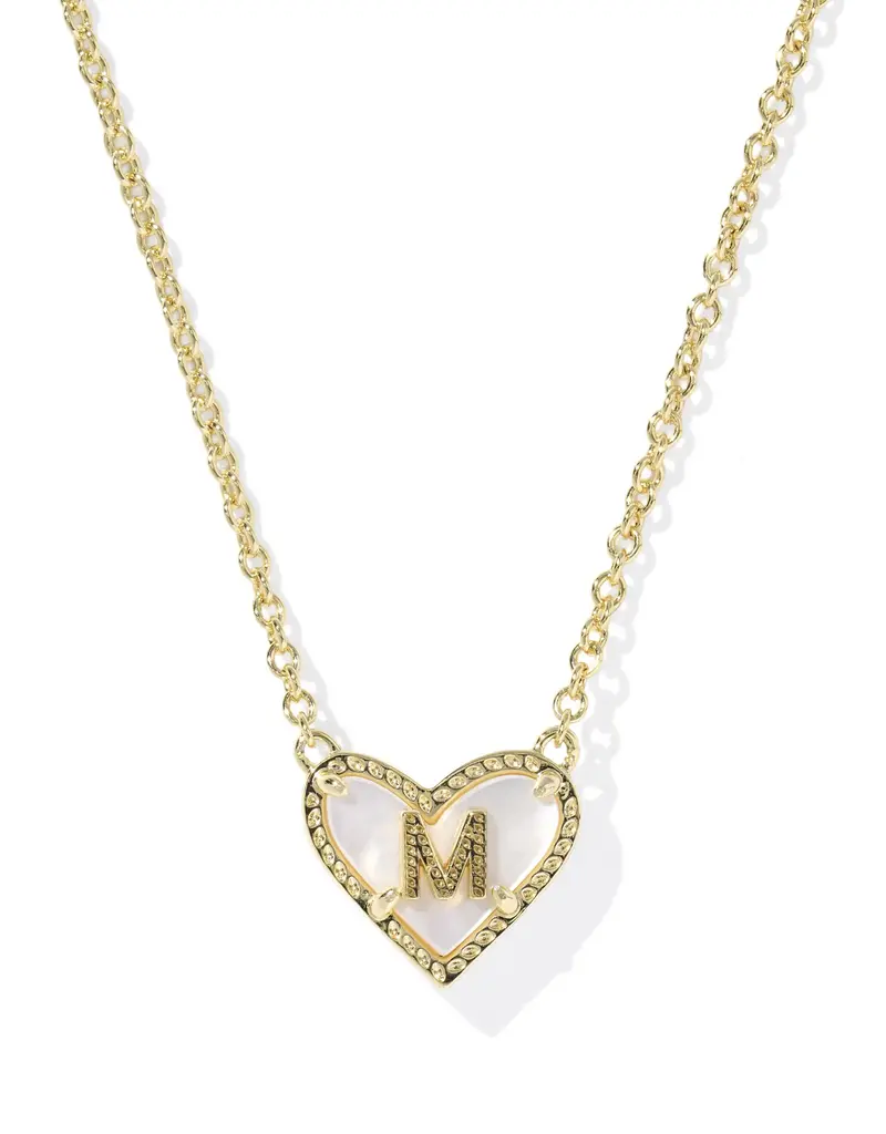 KENDRA SCOTT Heart Letter Gold Pendant Necklace