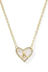 KENDRA SCOTT Heart Letter Gold Pendant Necklace