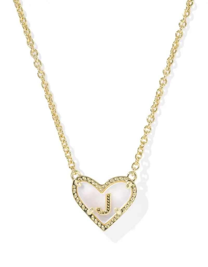 KENDRA SCOTT Heart Letter Gold Pendant Necklace