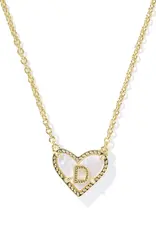 KENDRA SCOTT Heart Letter Gold Pendant Necklace