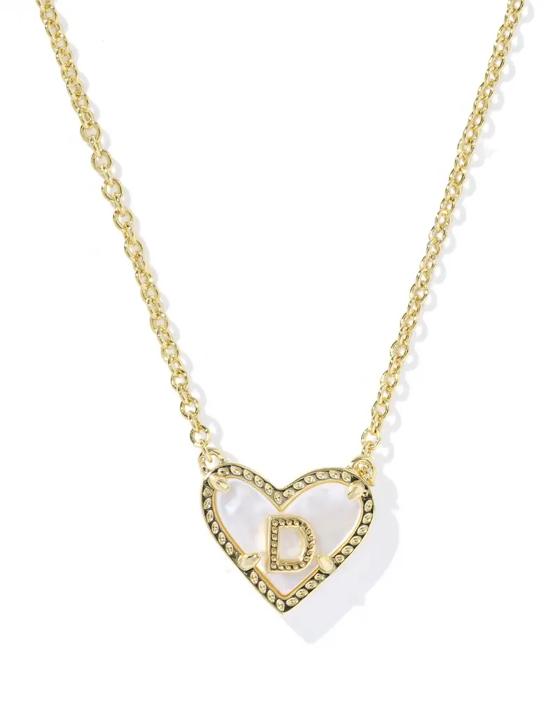 KENDRA SCOTT Heart Letter Gold Pendant Necklace