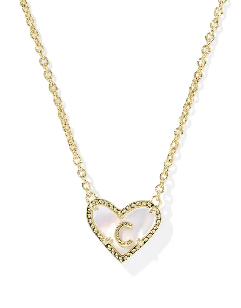 KENDRA SCOTT Heart Letter Gold Pendant Necklace