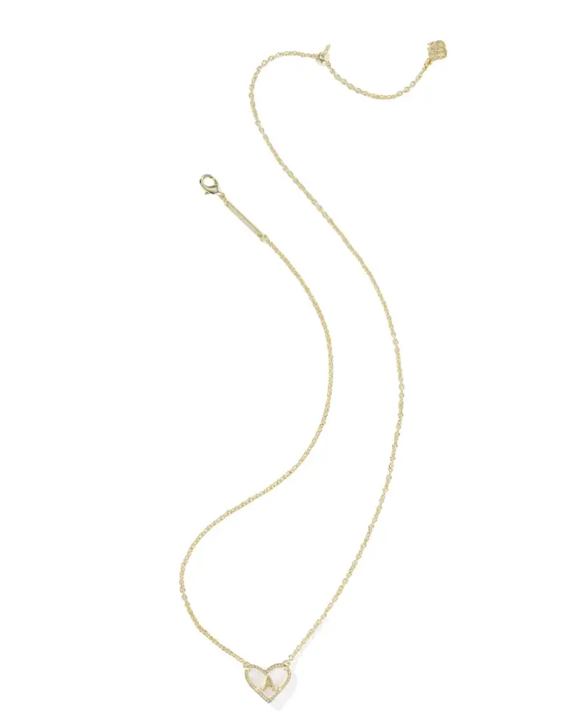 KENDRA SCOTT Heart Letter Gold Pendant Necklace