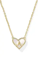 KENDRA SCOTT Heart Letter Gold Pendant Necklace