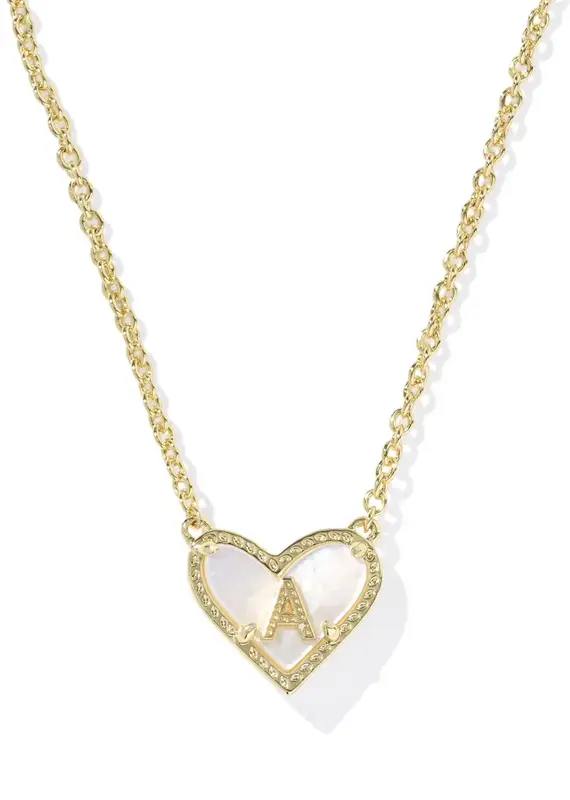 KENDRA SCOTT Heart Letter Gold Pendant Necklace
