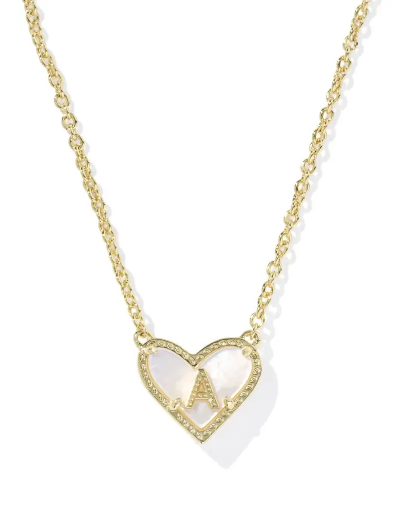KENDRA SCOTT Heart Letter Gold Pendant Necklace