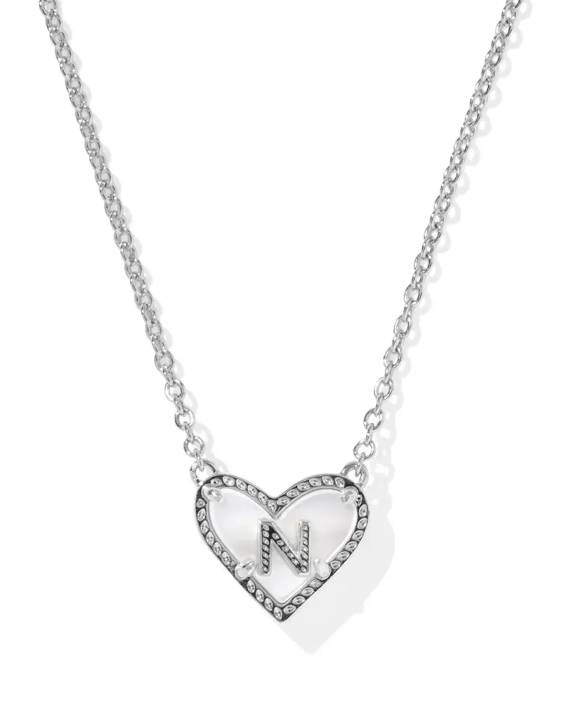 KENDRA SCOTT Heart Letter Silver Pendant Necklace