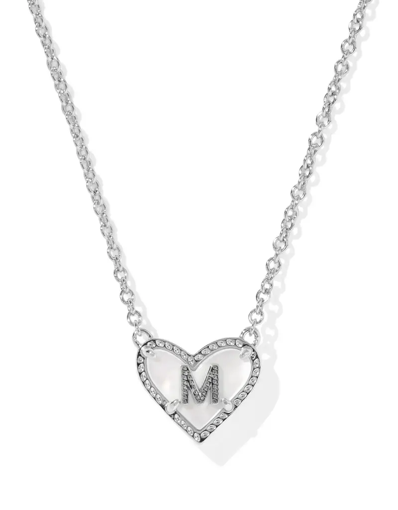 KENDRA SCOTT Heart Letter Silver Pendant Necklace