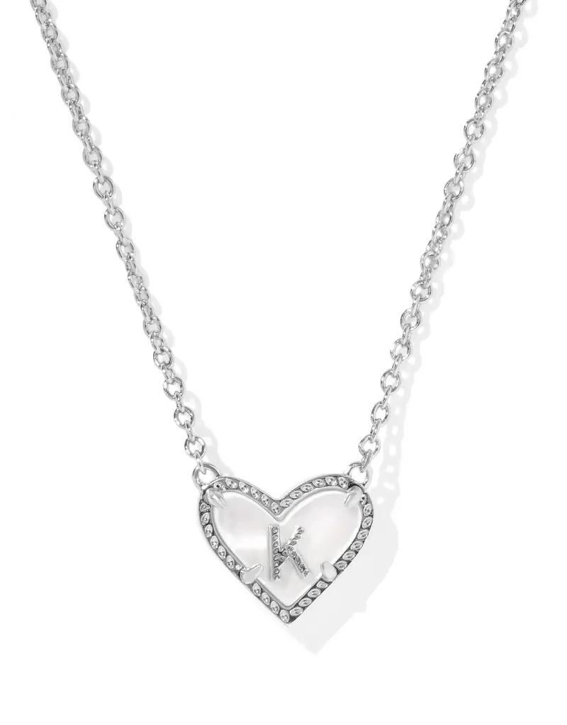 KENDRA SCOTT Heart Letter Silver Pendant Necklace