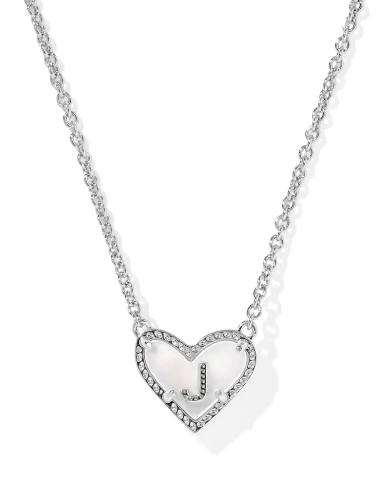 KENDRA SCOTT Heart Letter Silver Pendant Necklace