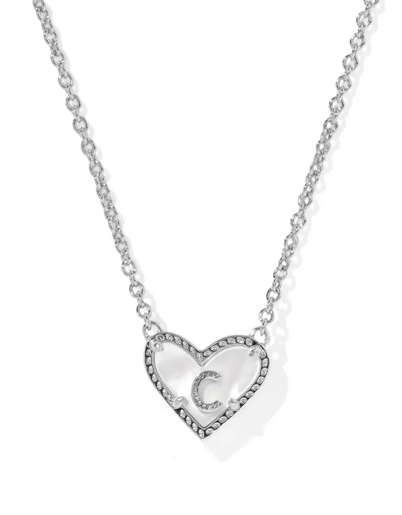 KENDRA SCOTT Heart Letter Silver Pendant Necklace
