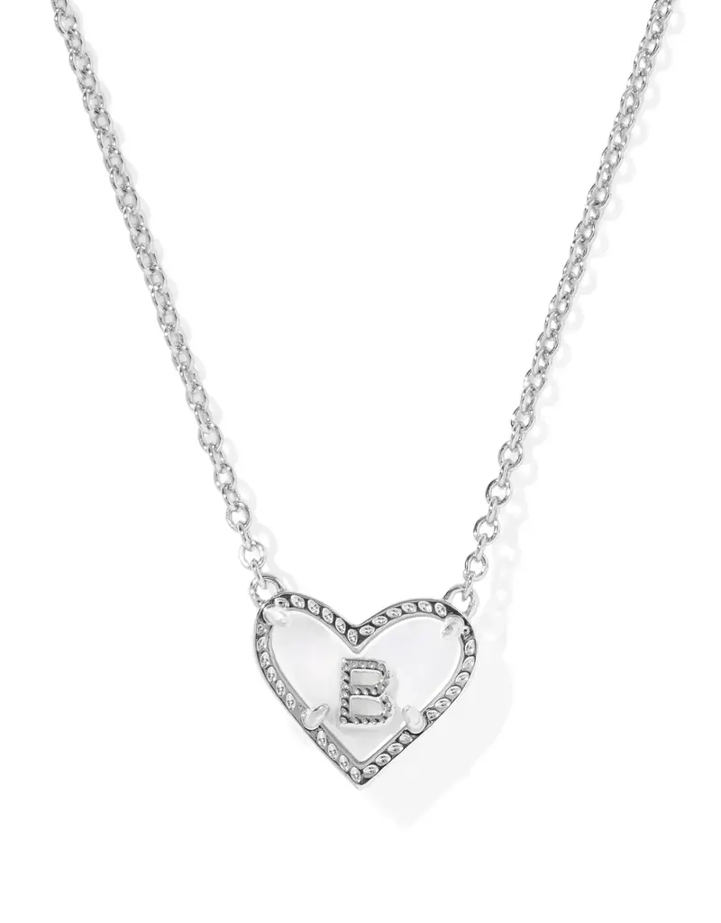 KENDRA SCOTT Heart Letter Silver Pendant Necklace