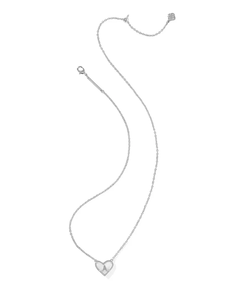 KENDRA SCOTT Heart Letter Silver Pendant Necklace