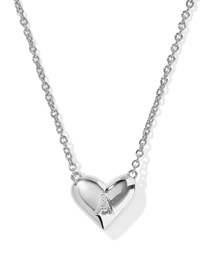 KENDRA SCOTT Heart Letter Silver Pendant Necklace