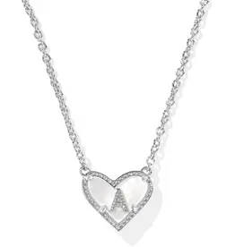 KENDRA SCOTT Heart Letter Silver Pendant Necklace