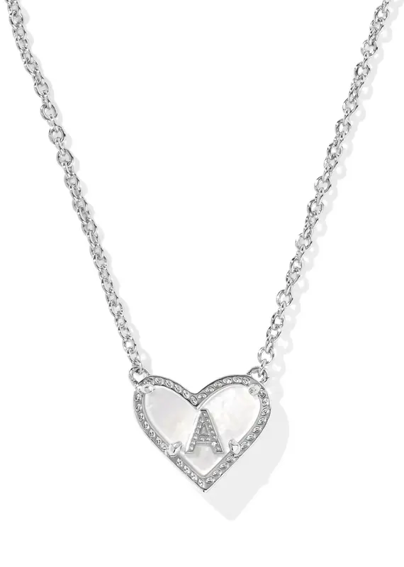 KENDRA SCOTT Heart Letter Silver Pendant Necklace