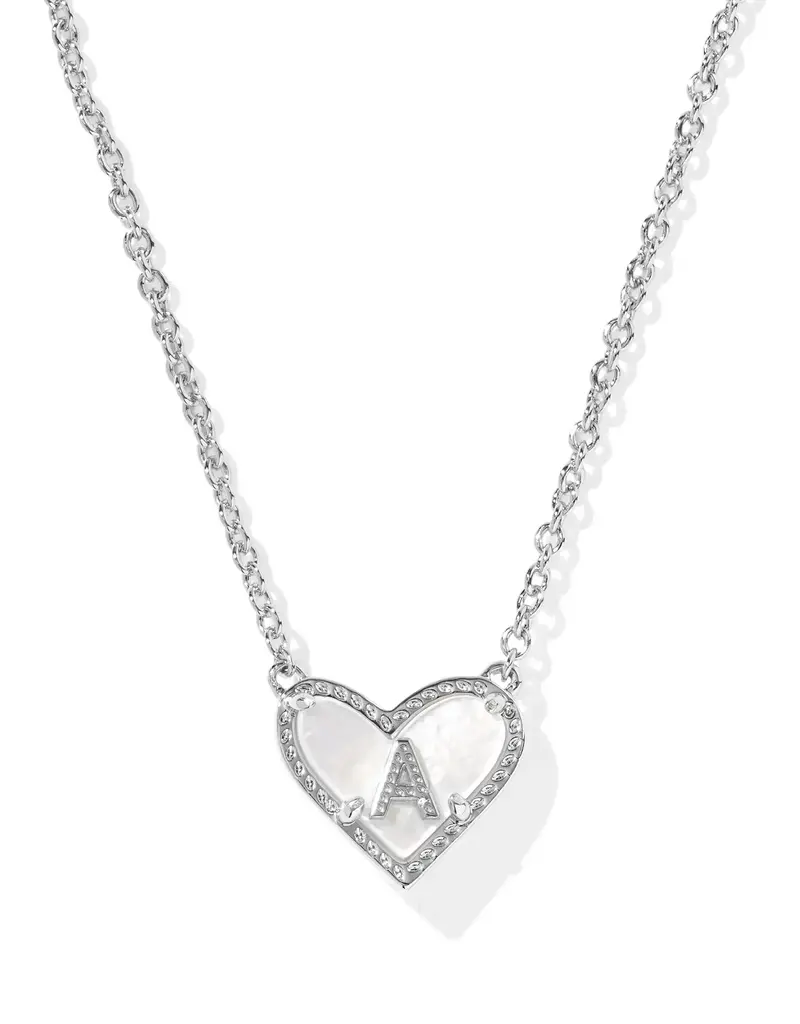 KENDRA SCOTT Heart Letter Silver Pendant Necklace