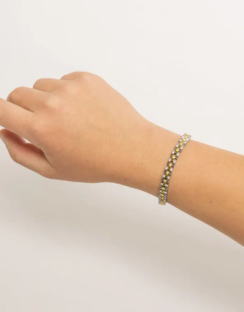 J.HOFFMAN'S Dainty Watch Band Bracelet in Two Tone